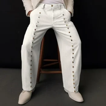 Men's Dress Pants Trousers Suit Pants Button Front Pocket Straight Leg Plain Comfort Business Daily Holiday Fashion Chic & Modern Black White