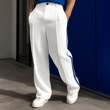 Men's Dress Pants Trousers Suit Pants Patchwork Front Pocket Straight Leg Color Block Comfort Business Daily Holiday Fashion Chic & Modern Black White