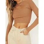 T shirt Tee Crop Tshirt Women's Black White Purple Plain Cut Out Daily Fashion Round Neck Slim S