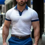 Men's Polo Shirt Button Up Polos Casual Holiday Lapel Short Sleeve Fashion Basic Color Block Patchwork Summer Regular Fit White Polo Shirt