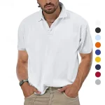 Men's Golf Shirt Golf Polo Work Casual Lapel Short Sleeve Basic Modern Plain Button Spring & Summer Regular Fit Black White Yellow Red Navy Blue Royal Blue Golf Shirt