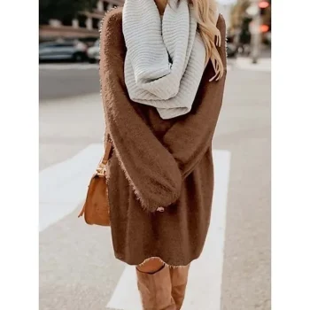 Women‘s Sweater Dress Winter Dress Shift Dress Black Blue Purple Gold Pink Yellow Red Brown Beige Light Blue Long Sleeve Pure Color Patchwork Winter Fall Crew Neck Turtleneck Hot Casual Fall Dress