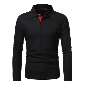 Men's Polo Shirt Golf Shirt Outdoor Street Collar Polo Collar Long Sleeve Simple Sportswear Solid Color Button Front Button-Down Fall Winter Regular Fit Black White Dark Gray Polo Shirt