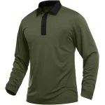 Men's Polo Shirt Golf Shirt Casual Daily Polo Collar Classic Long Sleeve Sports Fashion Solid Color Button Front Button-Down Spring & Fall Regular Fit Black Blue Green Gray Polo Shirt