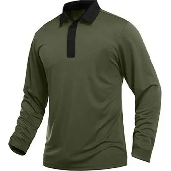 Men's Polo Shirt Golf Shirt Casual Daily Polo Collar Classic Long Sleeve Sports Fashion Solid Color Button Front Button-Down Spring & Fall Regular Fit Black Blue Green Gray Polo Shirt