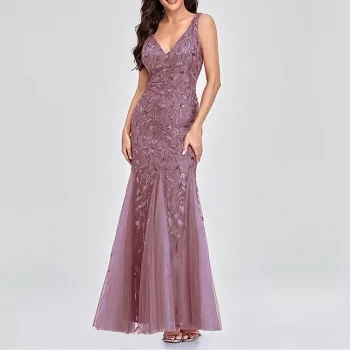 Women's Pink Silver Sequin Dress Prom Dress Party Dress Sparkly Dress Homecoming Dress Dress Long Dress Maxi Dress Silver Wine Sleeveless Spring Summer V Neck Weekend