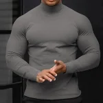 Men's T shirt Tee Turtleneck shirt Long Sleeve Shirt Holiday Rolled collar Holiday Vacation Long Sleeve Clothing Apparel Casual Comfortable Essential