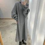 Women's Sweater Dress Knit Dress Jumper Dress Long Dress Maxi Dress Knitwear Stylish Modern Pure Color Winter Dress Daily Vacation Going out Turtleneck Long Sleeve Knit Loose Fit Brown Apricot