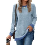 Women's T shirt Tee Color Block Valentine's Day Daily Puff Sleeve Black Army Green Red Print Long Sleeve Basic Round Neck Fall & Winter