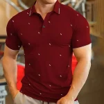 Men's Polo Shirt Golf Shirt Business Casual Ribbed Polo Collar Short Sleeve Stylish Casual Graphic Prints Print Summer Regular Fit Wine Navy Black White Polo Shirt