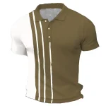 Men's Waffle Polo Shirt Golf Shirt Work Street Polo Collar Classic Short Sleeve Fashion Casual Striped Button Front Summer Spring Spring & Summer Regular Fit Black Pink Army Green Blue Light Grey