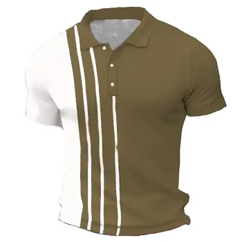 Men's Waffle Polo Shirt Golf Shirt Work Street Polo Collar Classic Short Sleeve Fashion Casual Striped Button Front Summer Spring Spring & Summer Regular Fit Black Pink Army Green Blue Light Grey