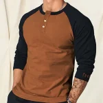 Men's Henley Shirt Tee Top Long Sleeve Shirt Color Block Raglan Sleeve Henley Street Vacation Long Sleeve Patchwork Clothing Apparel Fashion Designer Basic