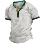 Men's Henley Shirt Tee Top Plain Henley Street Vacation Short Sleeves Clothing Apparel Fashion Designer Basic