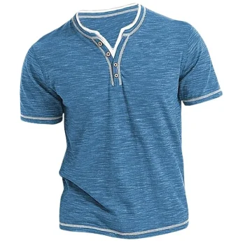 Men's T shirt Tee Henley Shirt Tee Top Plain Henley Street Vacation Short Sleeves Clothing Apparel Fashion Designer Basic