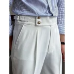 Men's Dress Pants Trousers Suit Pants Gurkha Pants High Rise Plain Comfort Breathable Outdoor Daily Going out Vintage Elegant Black White