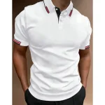 Men's Polo Shirt Golf Shirt Casual Sports Lapel Classic Short Sleeve Fashion Basic Patchwork Button Summer Regular Fit White Pink Red Navy Blue Green Polo Shirt