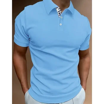 Men's Polo Shirt Golf Shirt Casual Sports Lapel Short Sleeve Fashion Basic Solid Color Plain Button Summer Regular Fit Yellow Pink Blue Green Polo Shirt