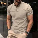Men's Polo Shirt Golf Shirt Casual Holiday Henley Short Sleeve Fashion Basic Plain Classic Summer Regular Fit Black White Wine Army Green khaki Polo Shirt