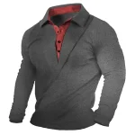 Men's Henley Shirt Tee Top Color Block Lapel Street Vacation Long Sleeve Patchwork Clothing Apparel Fashion Designer Basic
