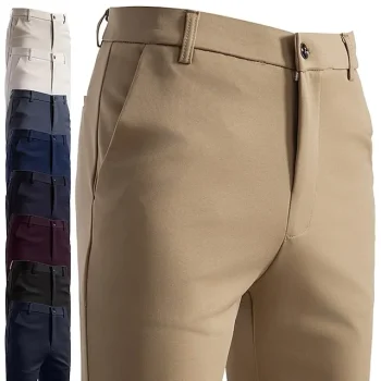 Men's Casual Pants Suit Pants Pocket Print Simple Solid Colored Waterproof Wearable Full Length Home Work Classic Casual / Sporty White gray Black Stretchy