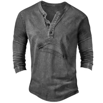 Men's T shirt Tee Henley Shirt Tee Top Long Sleeve Shirt Plain Henley Street Vacation Long Sleeve Clothing Apparel Fashion Designer Basic