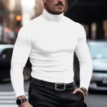 Men's T shirt Tee Henley Shirt Tee Top Long Sleeve Shirt Plain Turtleneck Street Vacation Long Sleeve Clothing Apparel Fashion Designer Basic