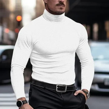 Men's T shirt Tee Henley Shirt Tee Top Long Sleeve Shirt Plain Turtleneck Street Vacation Long Sleeve Clothing Apparel Fashion Designer Basic