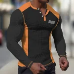Men's T shirt Tee Waffle Henley Shirt Henley Shirt Tee Top Long Sleeve Shirt Color Block National Flag Henley Street Vacation Long Sleeve Patchwork Clothing Apparel Fashion Designer Basic