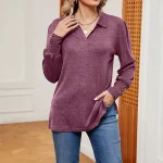 Shirt Blouse Women's Black Navy Blue Fuchsia Solid / Plain Color Button Daily Fashion Shirt Collar Regular Fit S