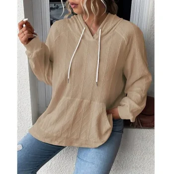 Hoodie Women's White Wine Blue Solid / Plain Color Drawstring Front Pocket Daily Fashion Hooded Regular Fit S