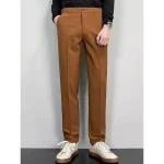 Men's Dress Pants Trousers Suit Pants Pocket Plain Comfort Breathable Outdoor Daily Going out Fashion Casual Black Blue