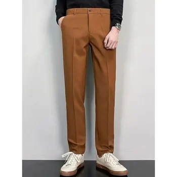 Men's Dress Pants Trousers Suit Pants Pocket Plain Comfort Breathable Outdoor Daily Going out Fashion Casual Black Blue