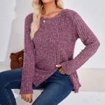 T shirt Tee Women's Black Wine Blue Solid / Plain Color Button Split Daily Fashion Round Neck Regular Fit S