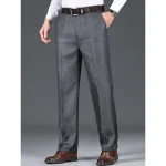 Men's Dress Pants Trousers Suit Pants Pocket Plain Comfort Breathable Outdoor Daily Going out Fashion Casual Black Dusty Blue