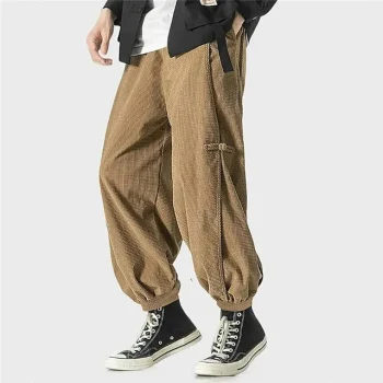 Men's Dress Pants Corduroy Pants Trousers Suit Pants Elastic Waist Front Pocket Plain Comfort Business Daily Holiday Fashion Chic & Modern Black Khaki